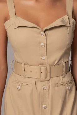 JLUXLABEL Khaki Forever Summer Belted Dress