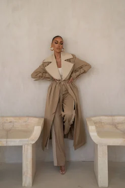 JLUXLABEL Khaki Shona Oversized Coat