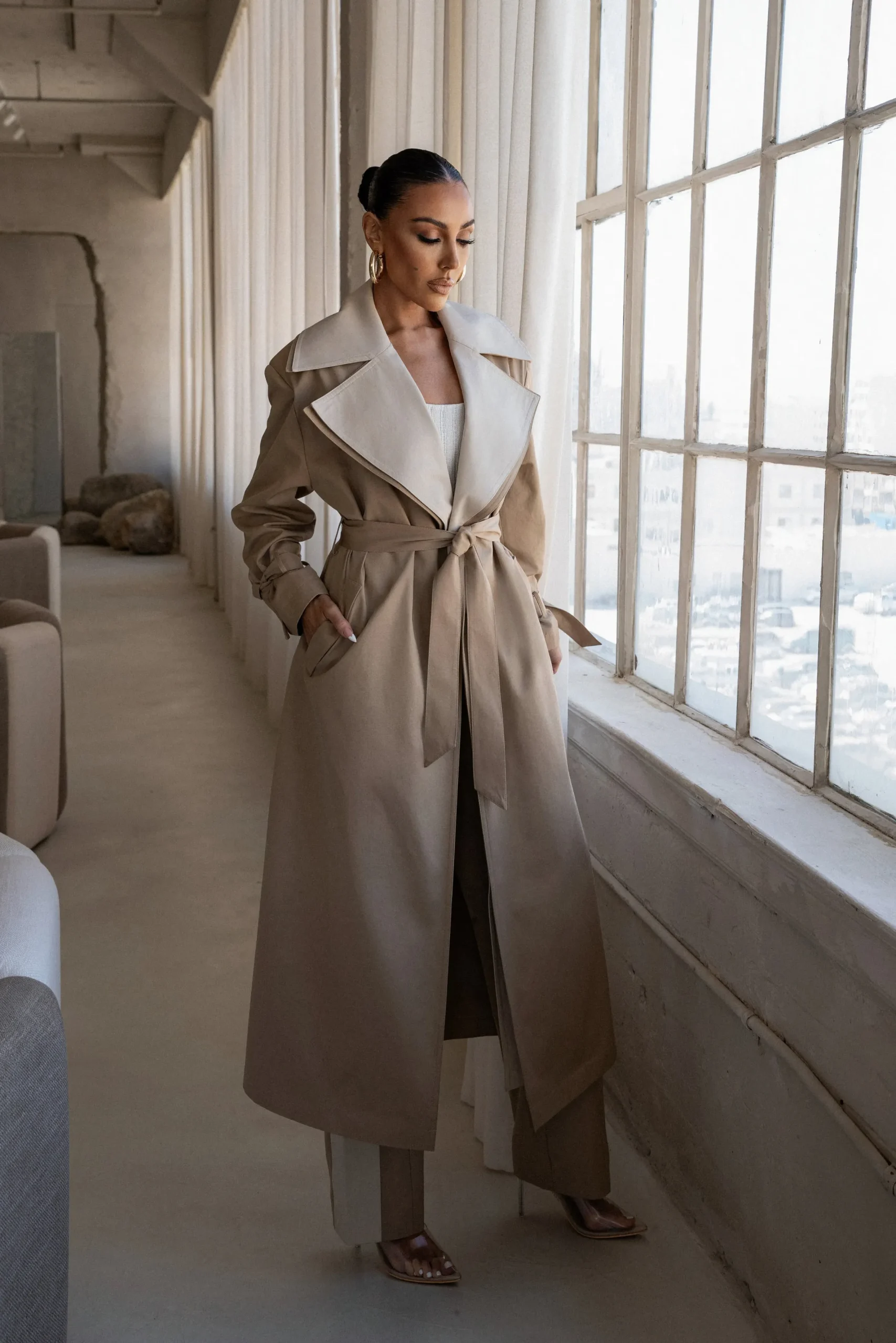 JLUXLABEL Khaki Shona Oversized Coat