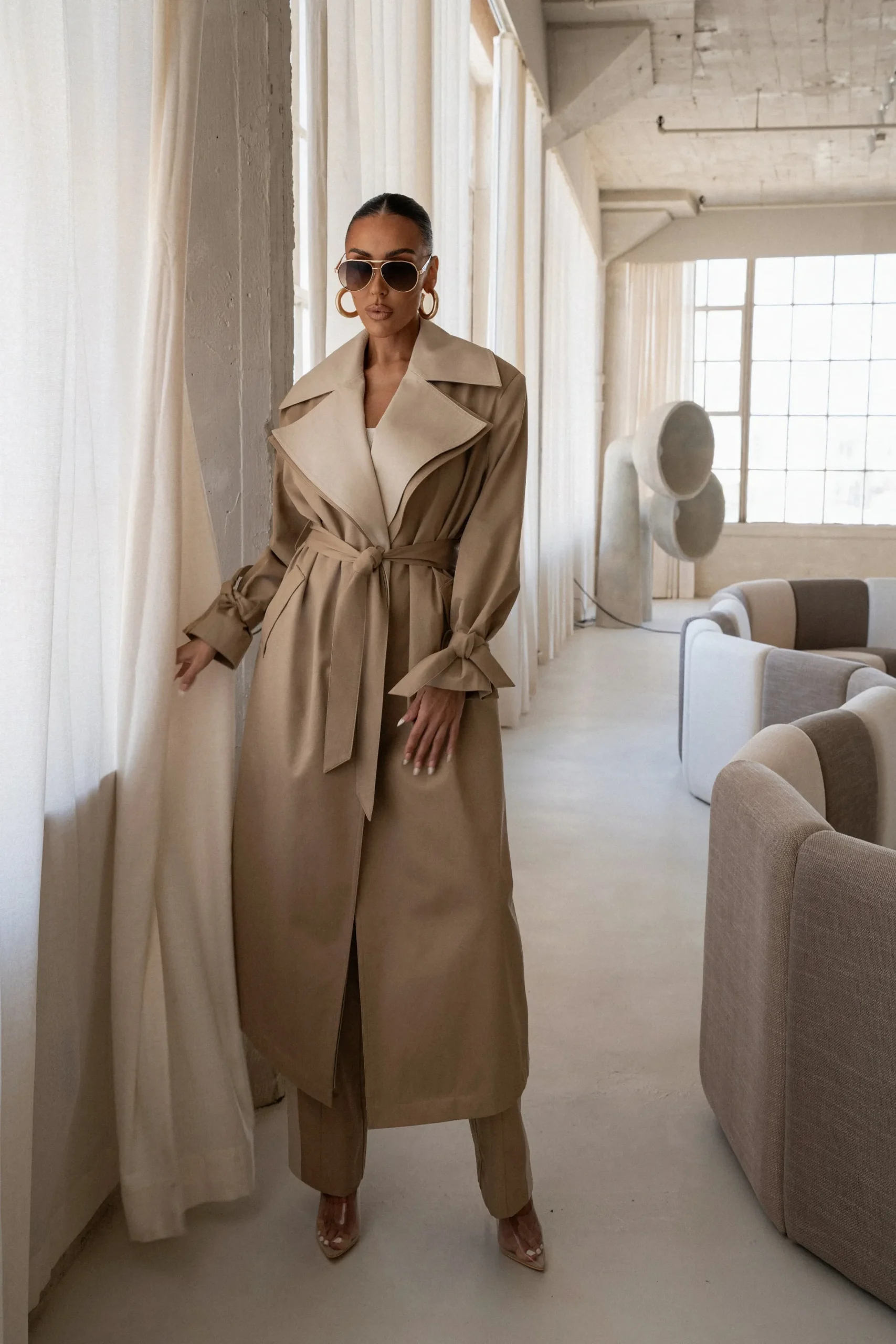 JLUXLABEL Khaki Shona Oversized Coat