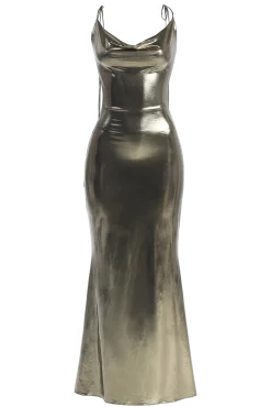 JLUXLABEL Light Gold Heart of Gold Maxi Dress