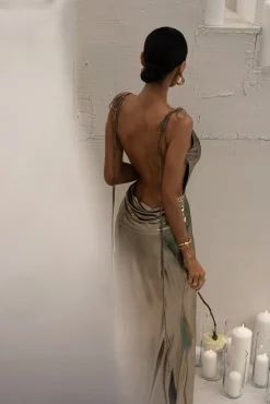 JLUXLABEL Light Gold Heart of Gold Maxi Dress