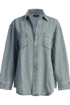 JLUXLABEL Light Wash Denim Brandi Oversized Button Up