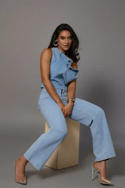 JLUXLABEL Light Wash Shanice Denim Top