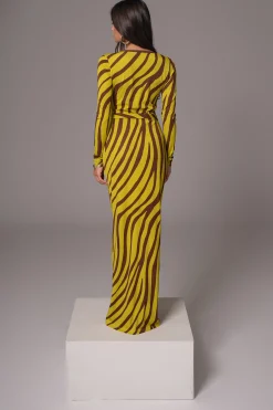 JLUXLABEL Lime Print Juki Maxi Dress