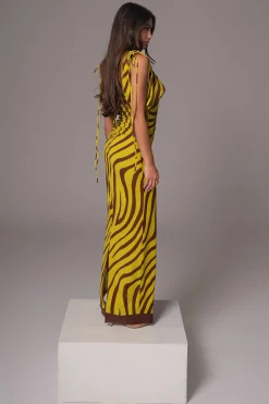 JLUXLABEL Lime Print Occasion Print Maxi Dress