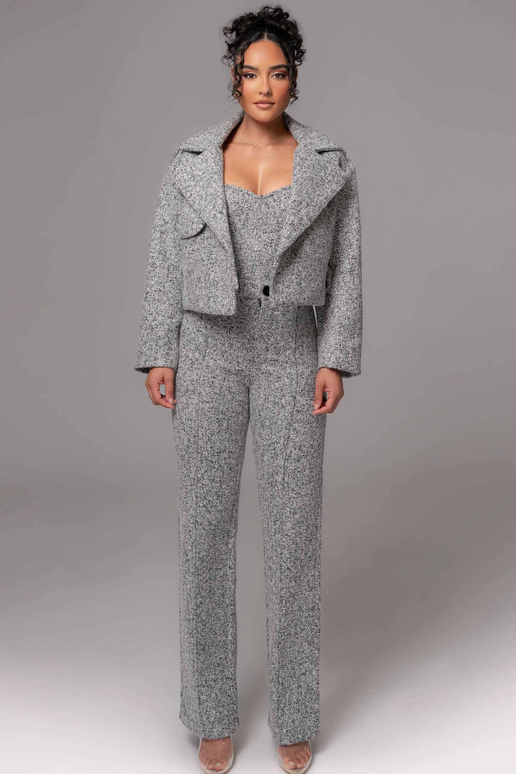 JLUXLABEL Lt. Grey Zoe Tweed Jacket