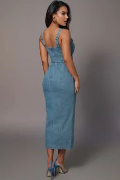 JLUXLABEL Medium Wash Celene Denim Maxi Dress