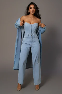 JLUXLABEL Medium Wash Denim Britney Corset