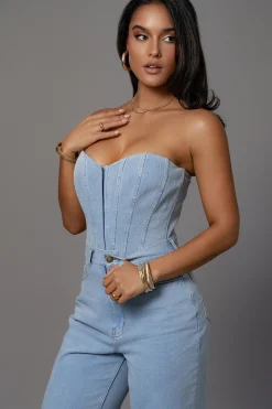 JLUXLABEL Medium Wash Denim Britney Corset