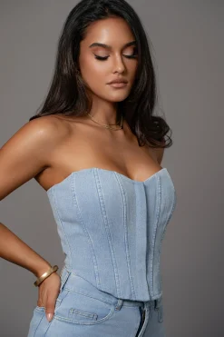 JLUXLABEL Medium Wash Denim Britney Corset