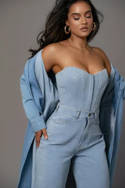JLUXLABEL Medium Wash Denim Britney Corset