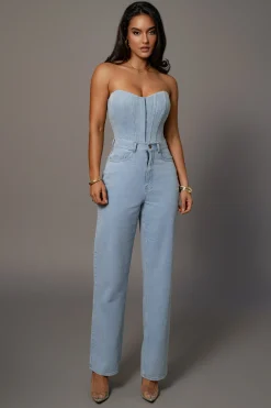 JLUXLABEL Medium Wash Denim Britney Corset