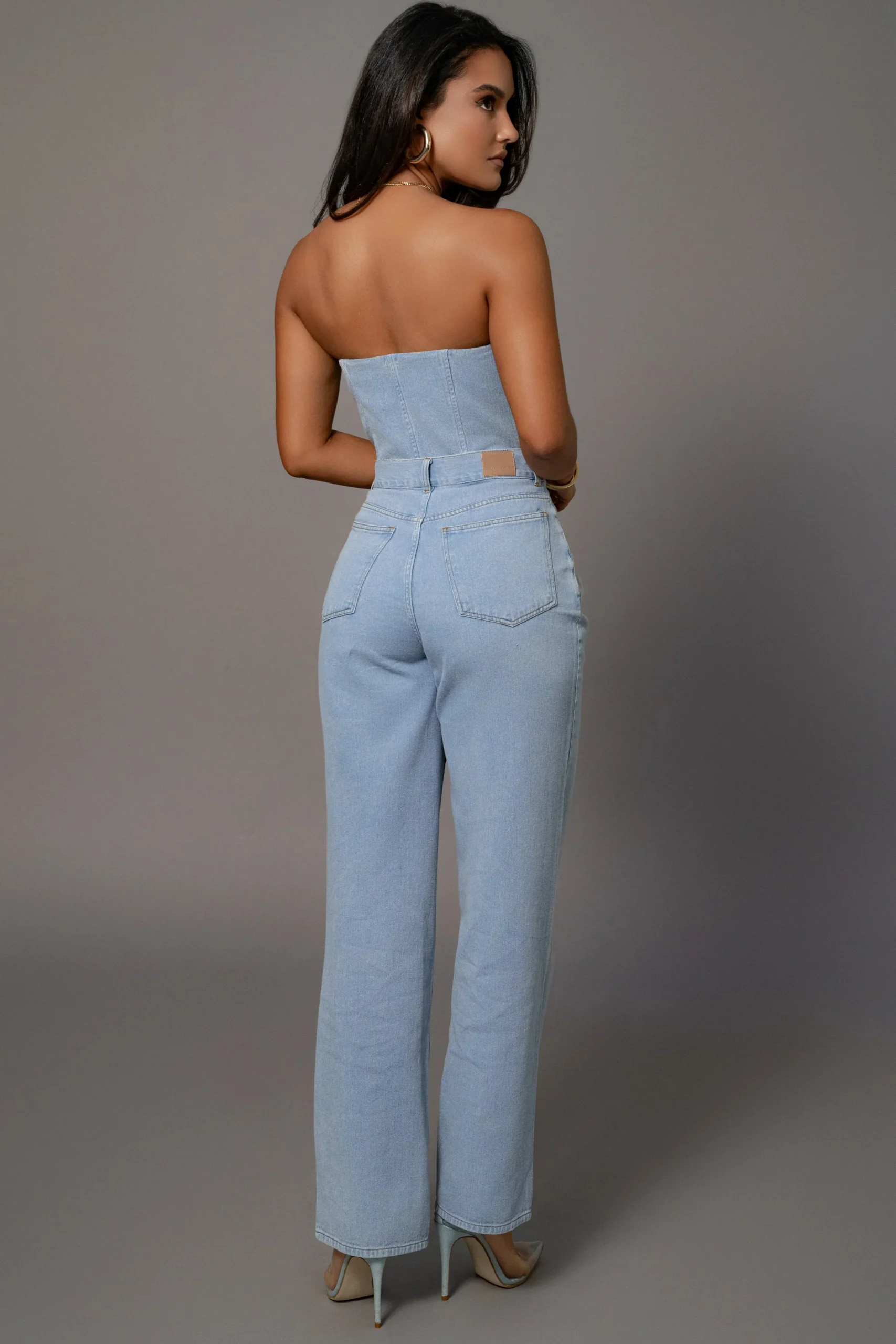 JLUXLABEL Medium Wash Denim Britney Corset
