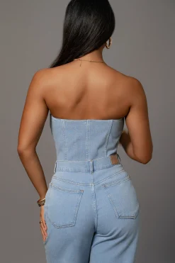 JLUXLABEL Medium Wash Denim Britney Corset