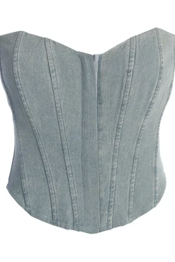 JLUXLABEL Medium Wash Denim Britney Corset