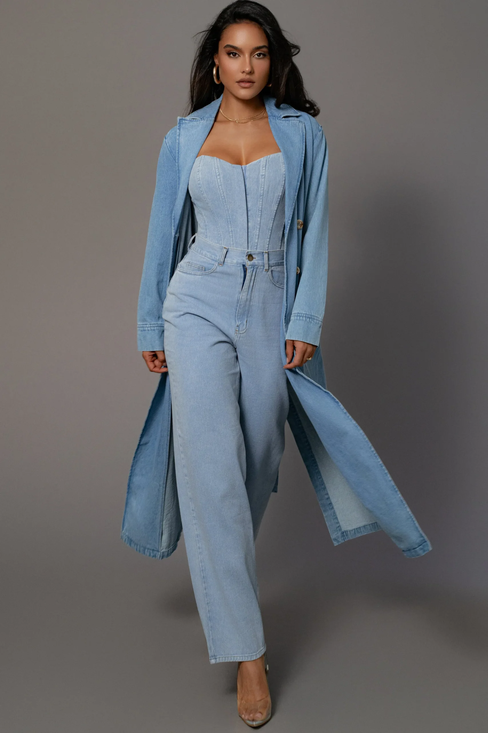 JLUXLABEL Medium Wash Denim Britney Corset