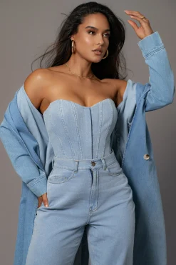 JLUXLABEL Medium Wash Denim Britney Corset