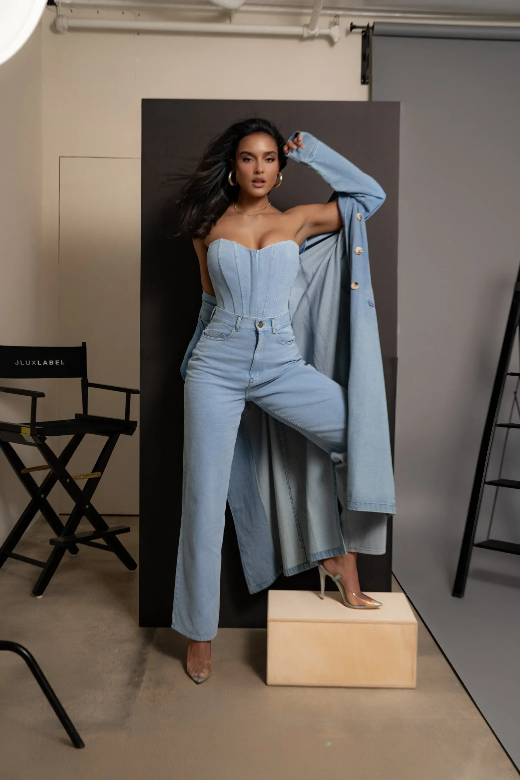 JLUXLABEL Medium Wash Denim Britney Corset