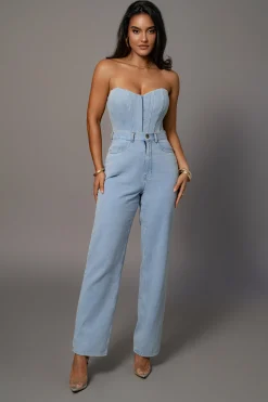 JLUXLABEL Medium Wash Denim Britney Corset
