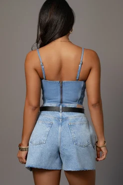 JLUXLABEL Medium Wash Denim Jourdan Shorts