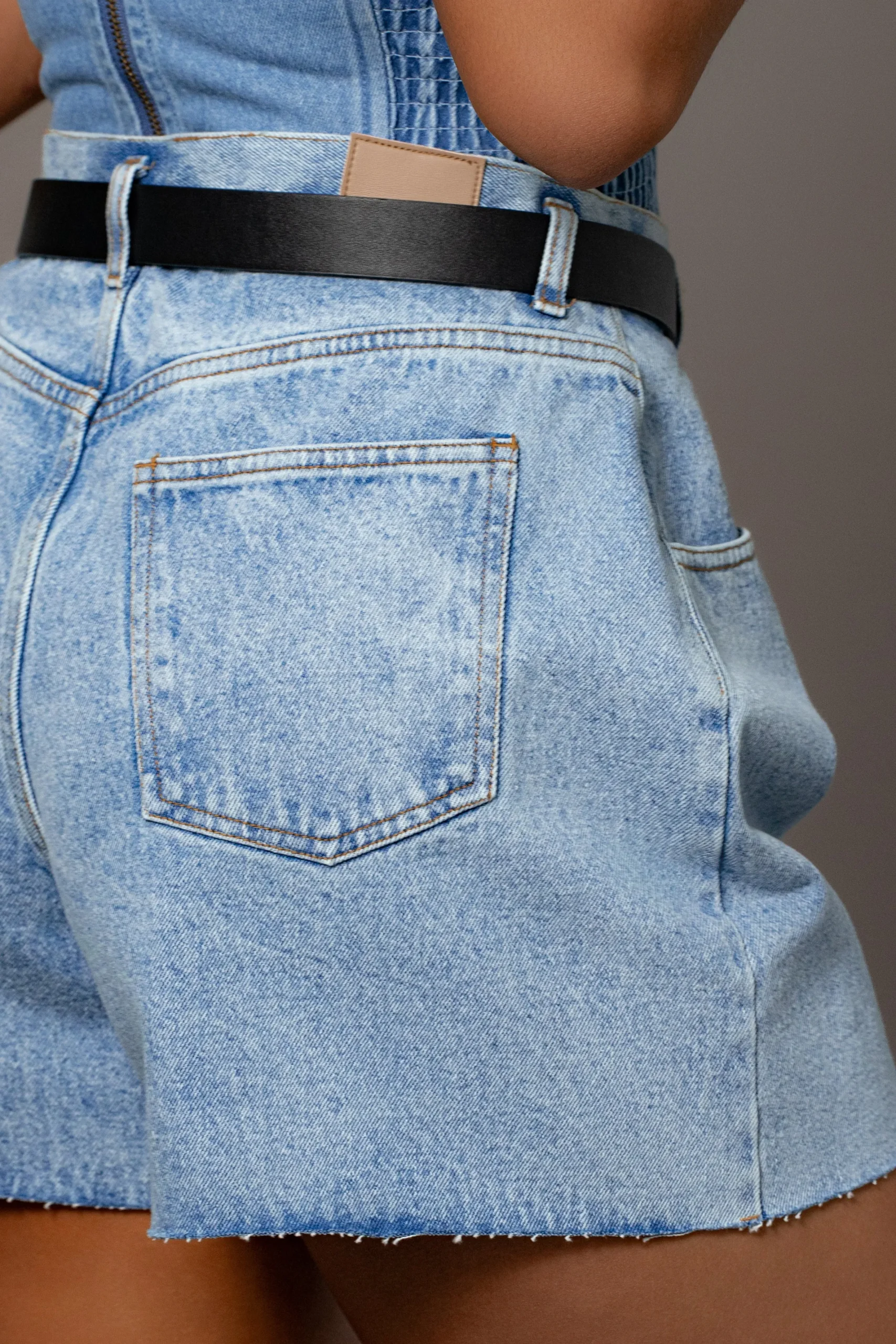 JLUXLABEL Medium Wash Denim Jourdan Shorts