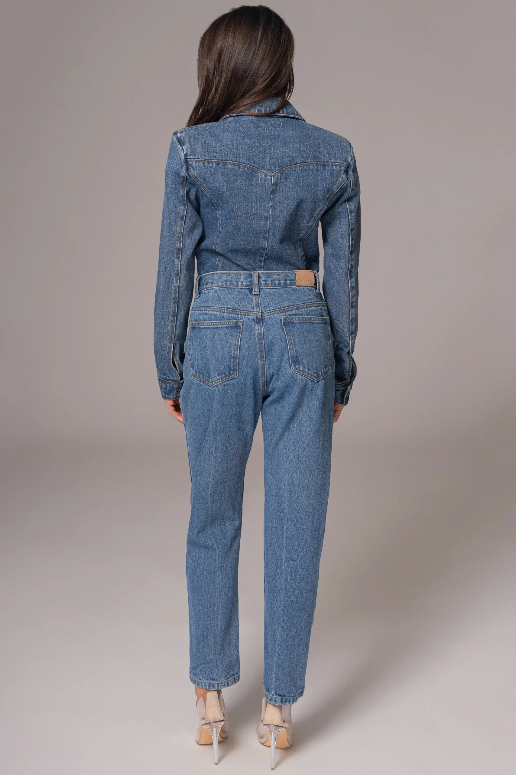 JLUXLABEL Medium Wash Dominica Structured Denim Bodysuit