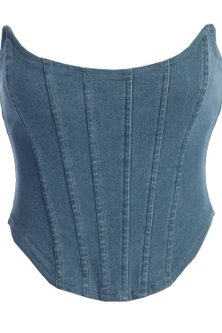 JLUXLABEL Medium Wash Fenix Reversible Denim Corset