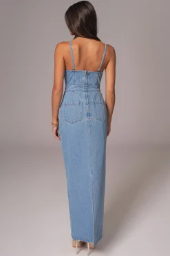 JLUXLABEL Medium Wash Mara Denim Bustier Dress