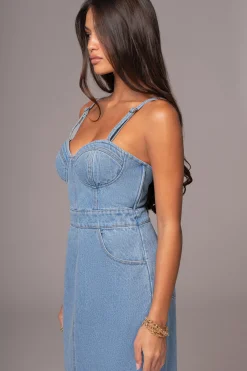 JLUXLABEL Medium Wash Mara Denim Bustier Dress