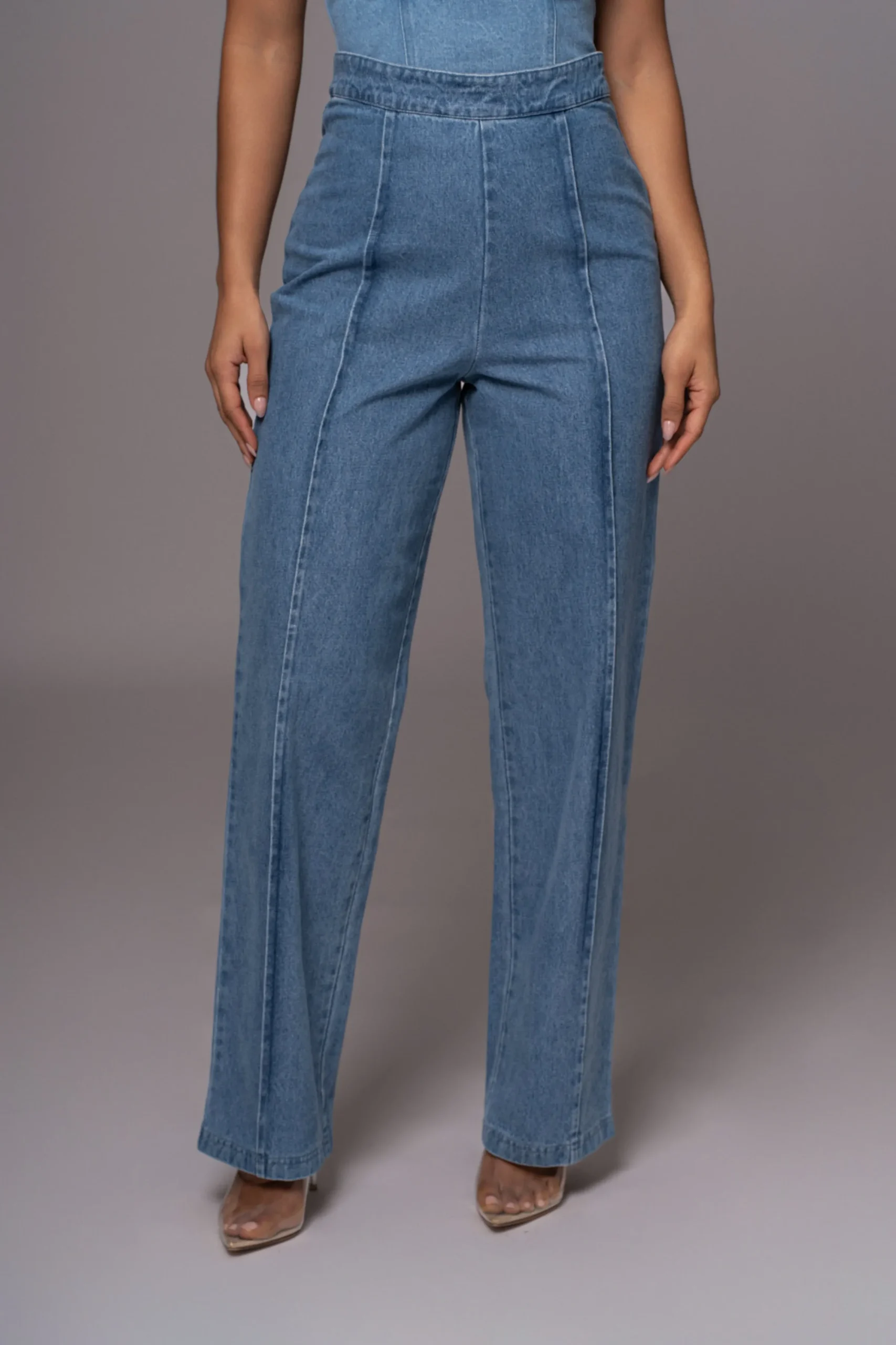 JLUXLABEL Medium Wash Stay Sharp Denim Trouser