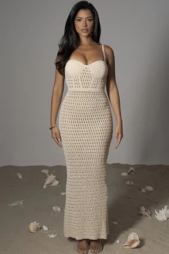JLUXLABEL Milk Deep Sea Crochet Maxi Dress