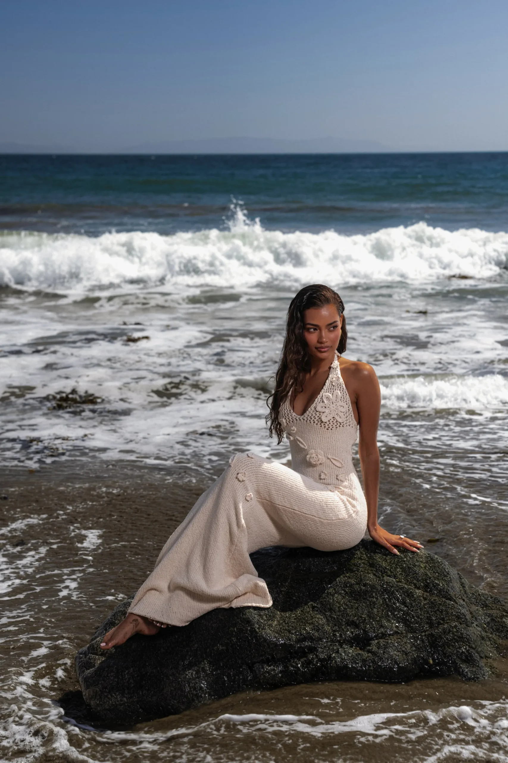 JLUXLABEL Milk Seaside Halter Maxi Dress