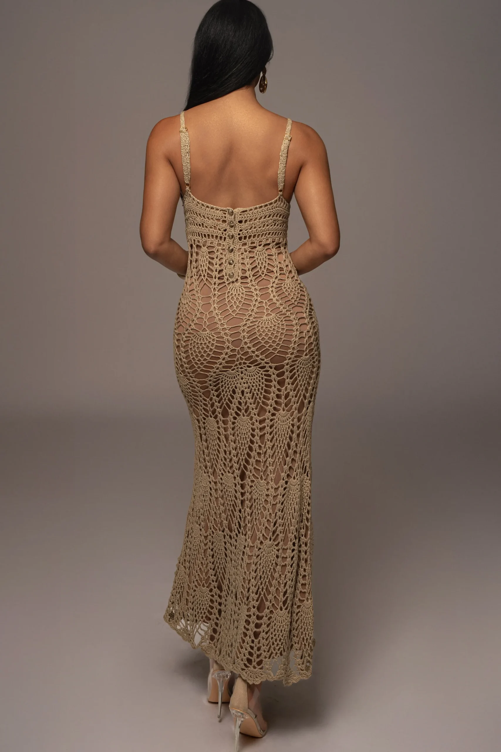 JLUXLABEL Mocha Great Escape Crochet Maxi Dress