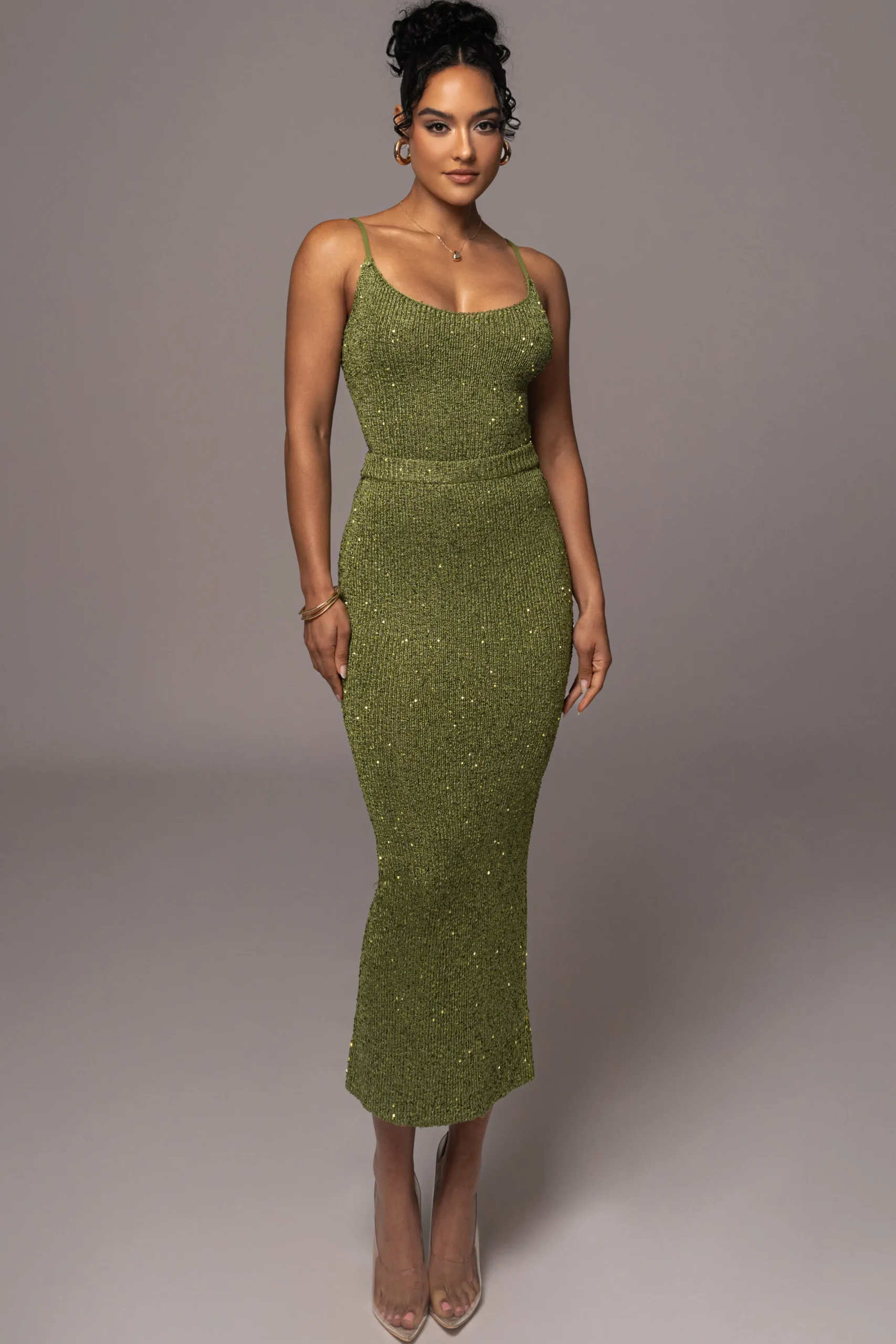 JLUXLABEL Moss Palace Sequin Skirt Set