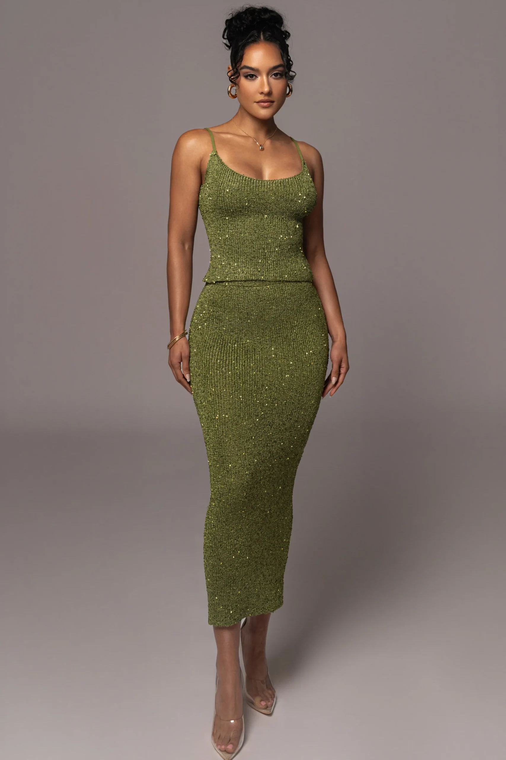 JLUXLABEL Moss Palace Sequin Skirt Set
