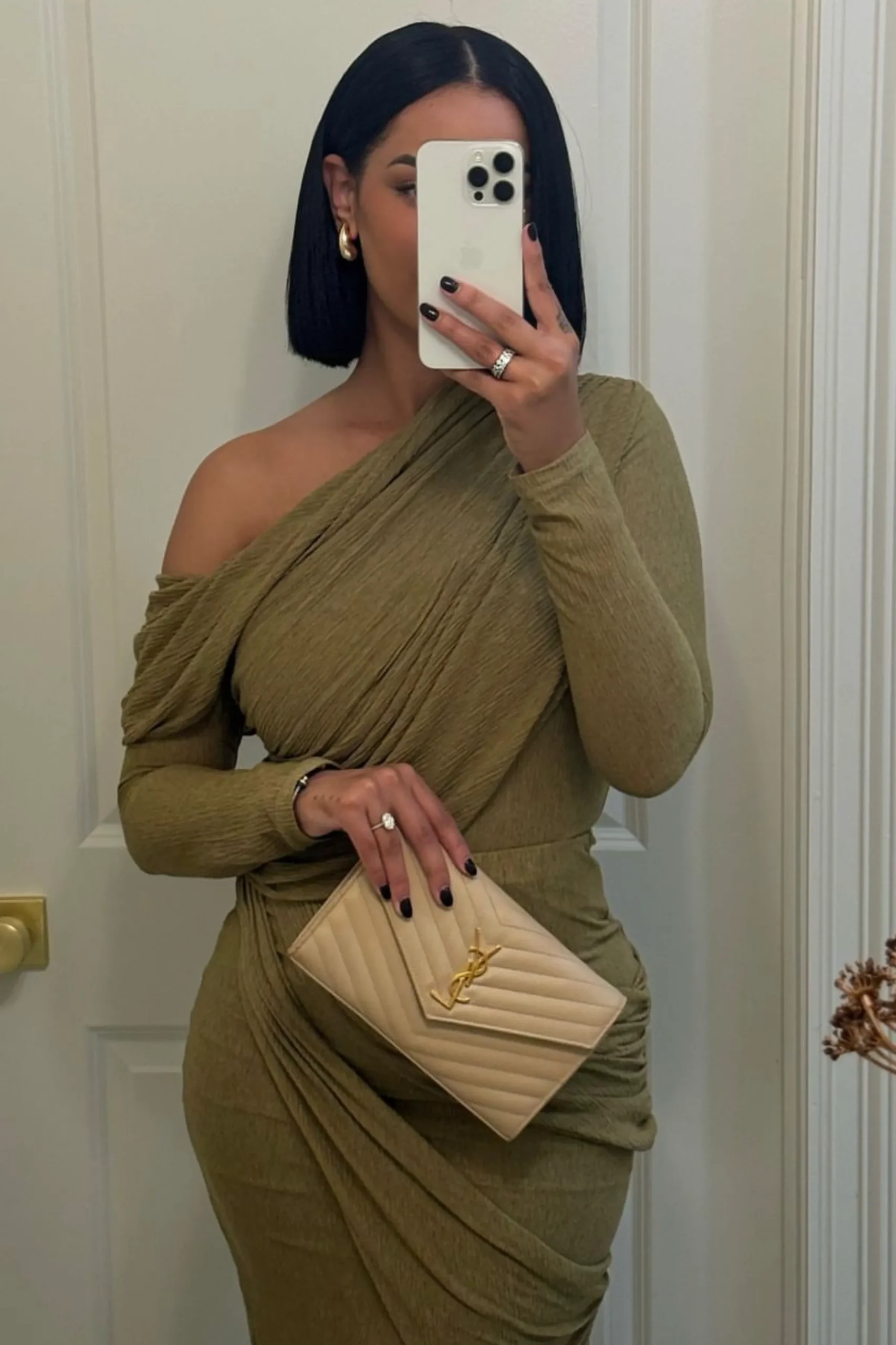 JLUXLABEL Moss Textured One Shoulder Bodysuit
