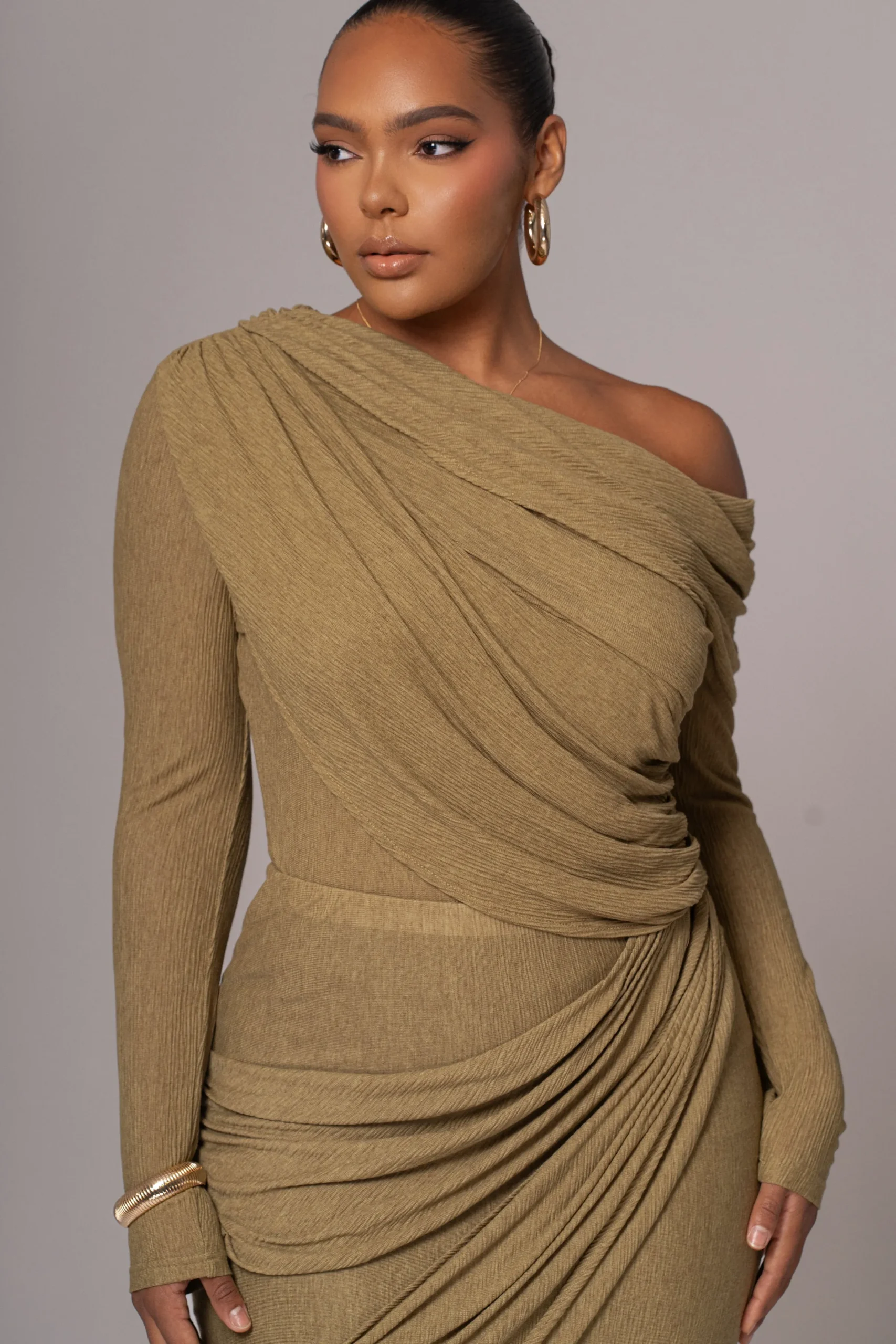 JLUXLABEL Moss Textured One Shoulder Bodysuit