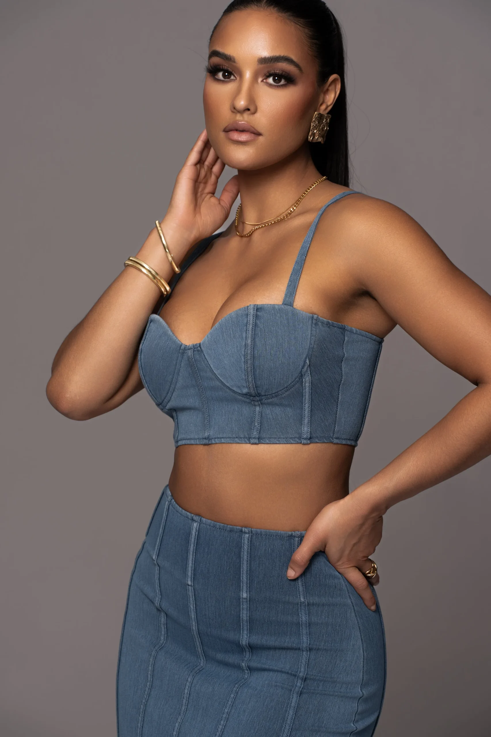 JLUXLABEL NAT LIV x Denim Eliana Skirt Set