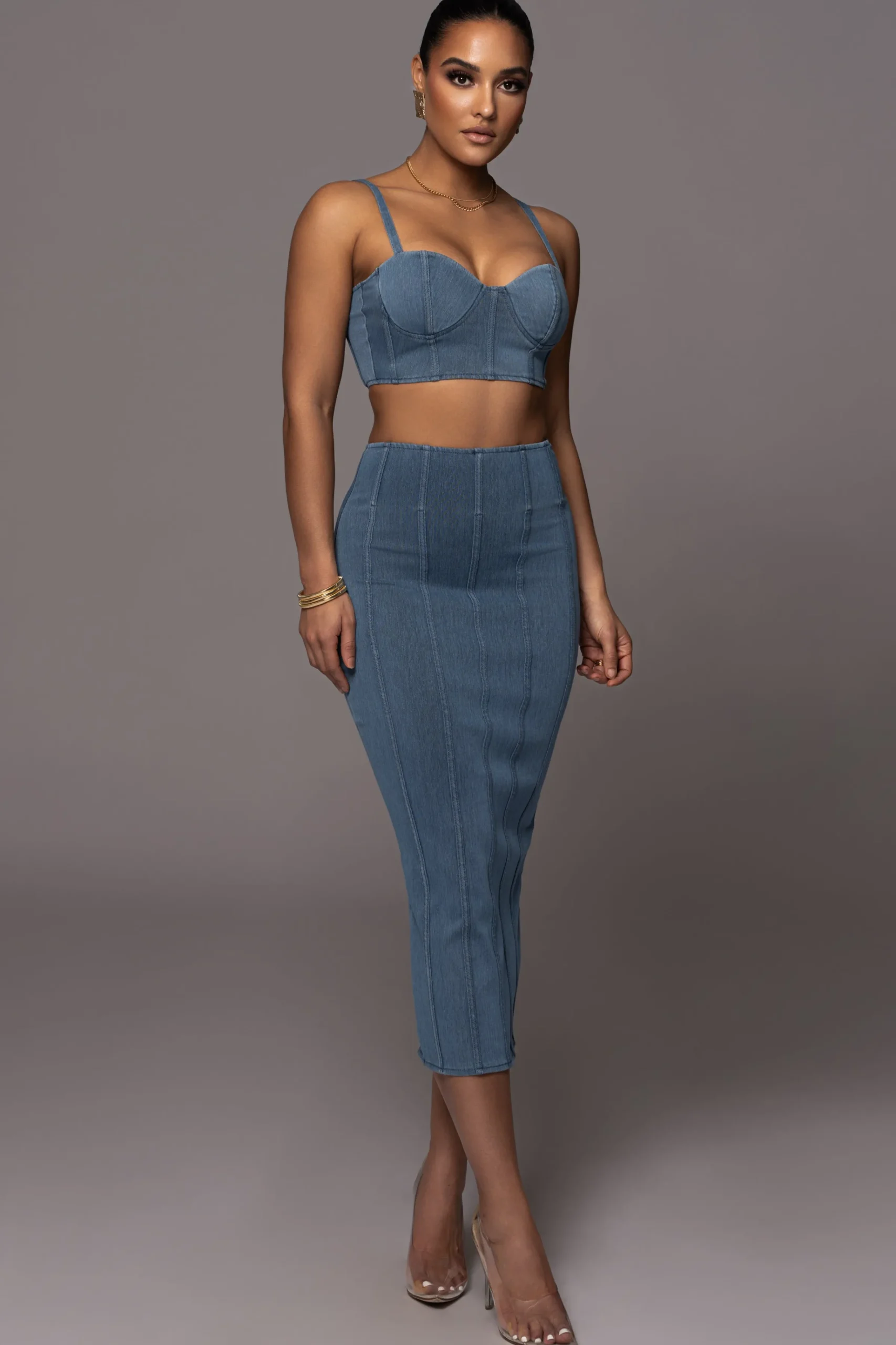 JLUXLABEL NAT LIV x Denim Eliana Skirt Set