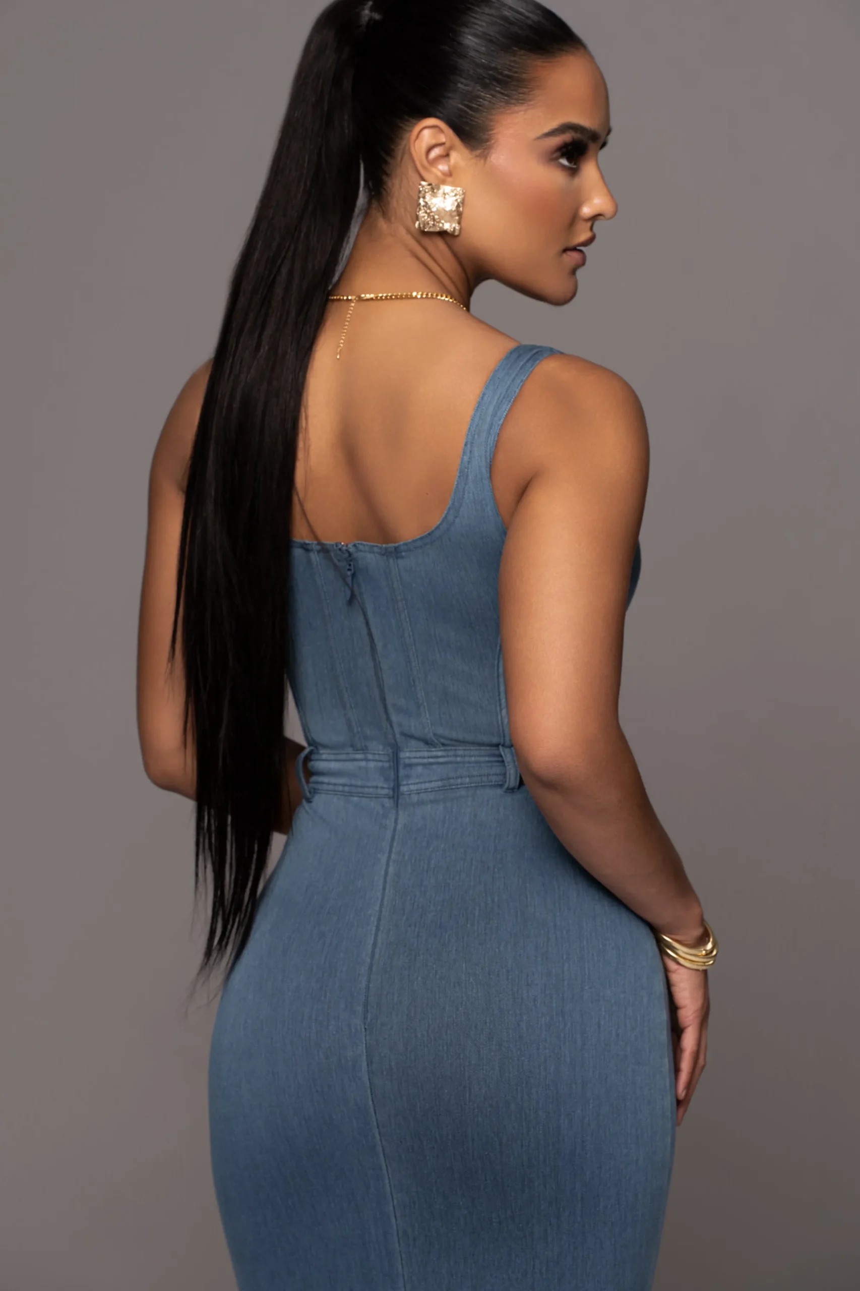 JLUXLABEL NAT LIV x Denim Malika Midi Dress