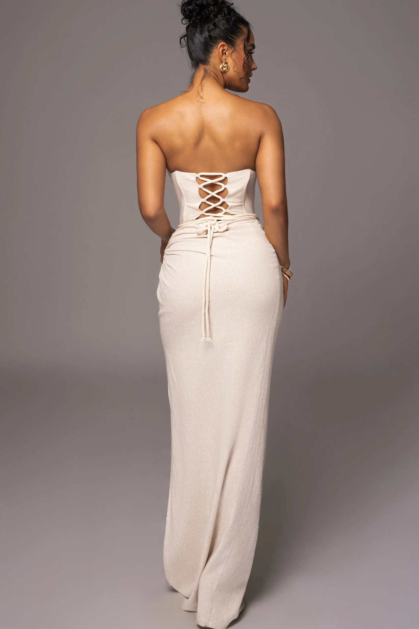 JLUXLABEL Natural Destination Linen Skirt Set
