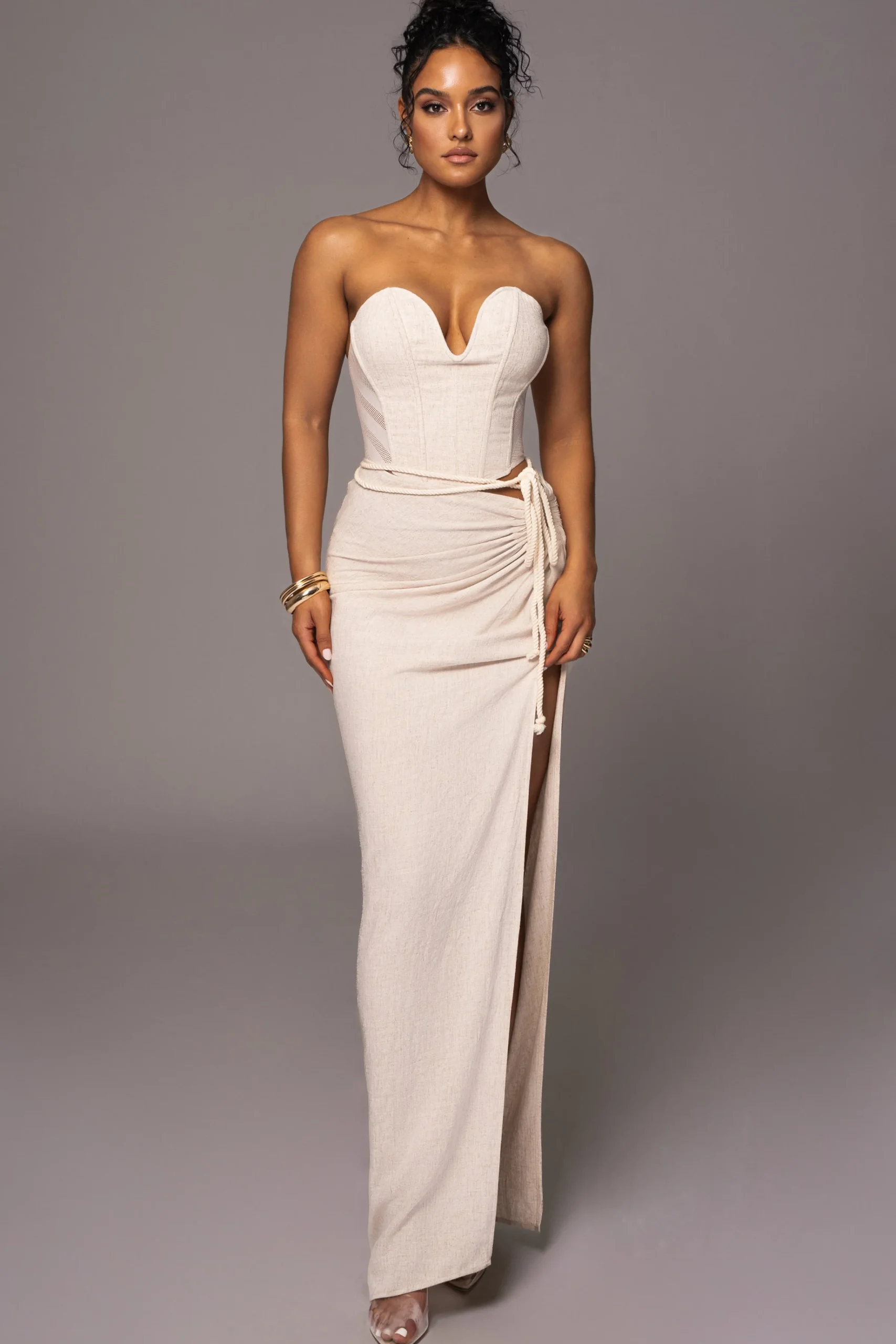JLUXLABEL Natural Destination Linen Skirt Set