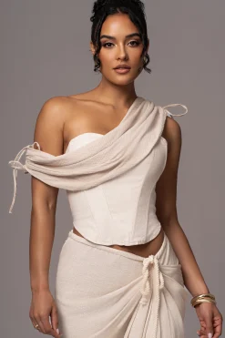 JLUXLABEL Natural New Obsession Draped Top