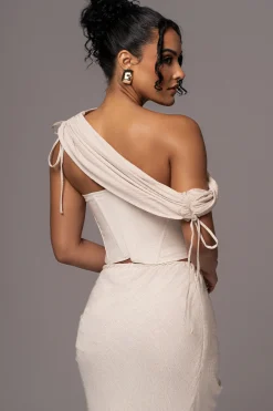 JLUXLABEL Natural New Obsession Draped Top