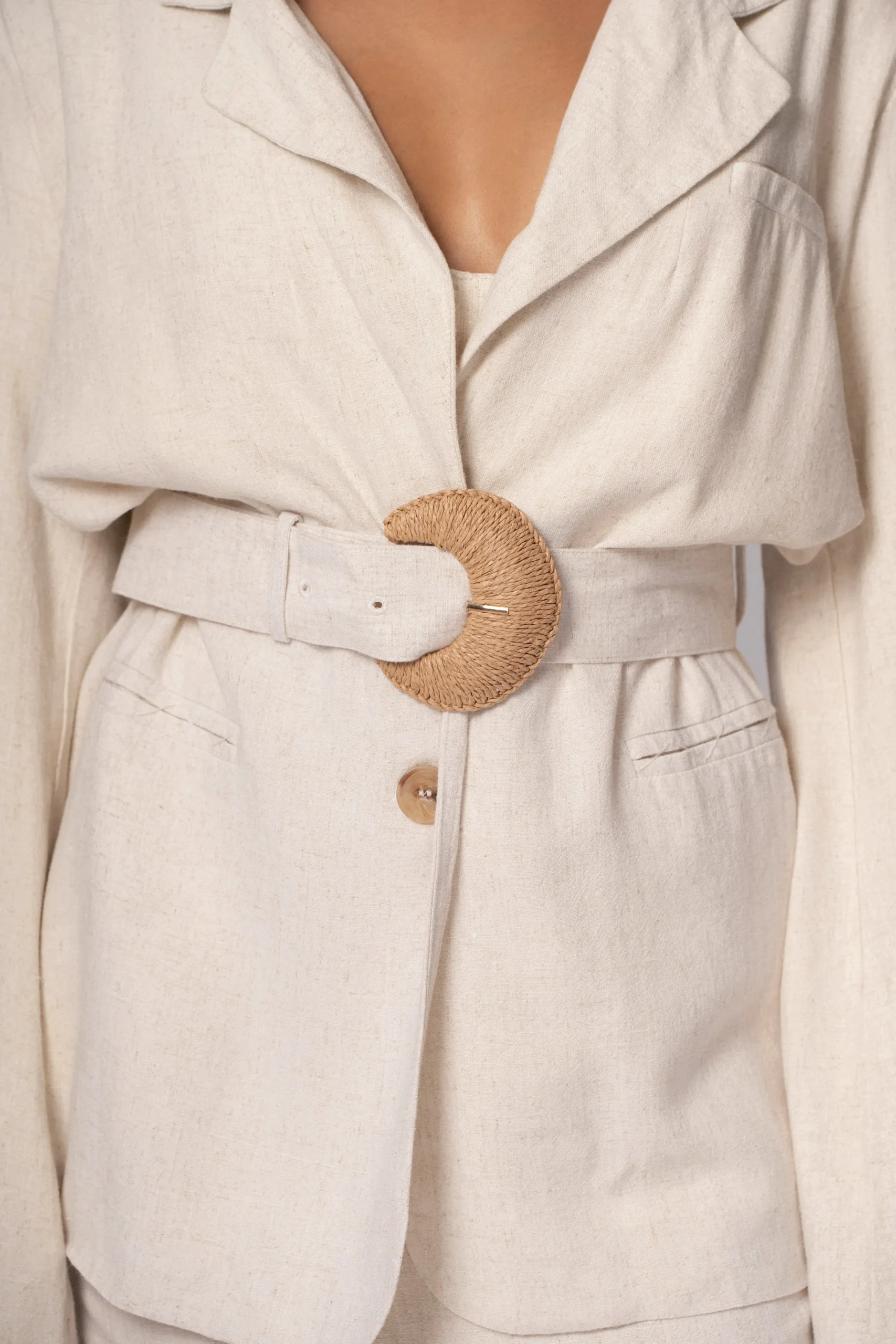 JLUXLABEL Natural Ocean Breeze Linen Blazer
