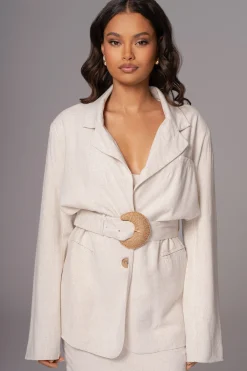JLUXLABEL Natural Ocean Breeze Linen Blazer