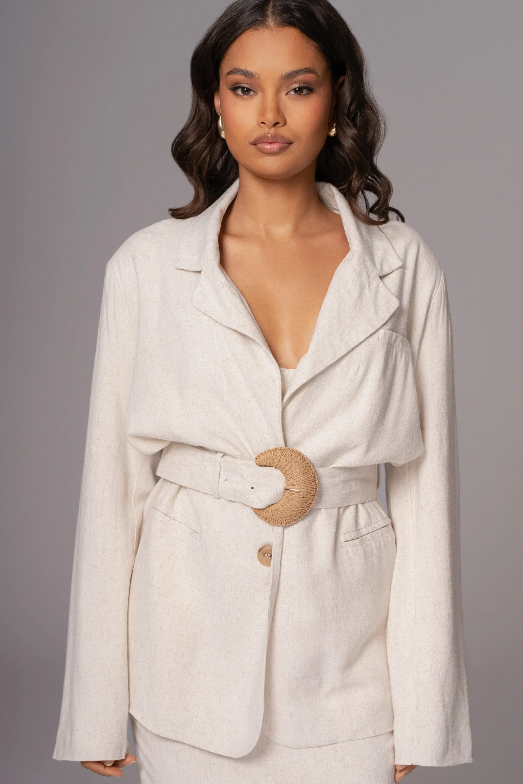 JLUXLABEL Natural Ocean Breeze Linen Blazer