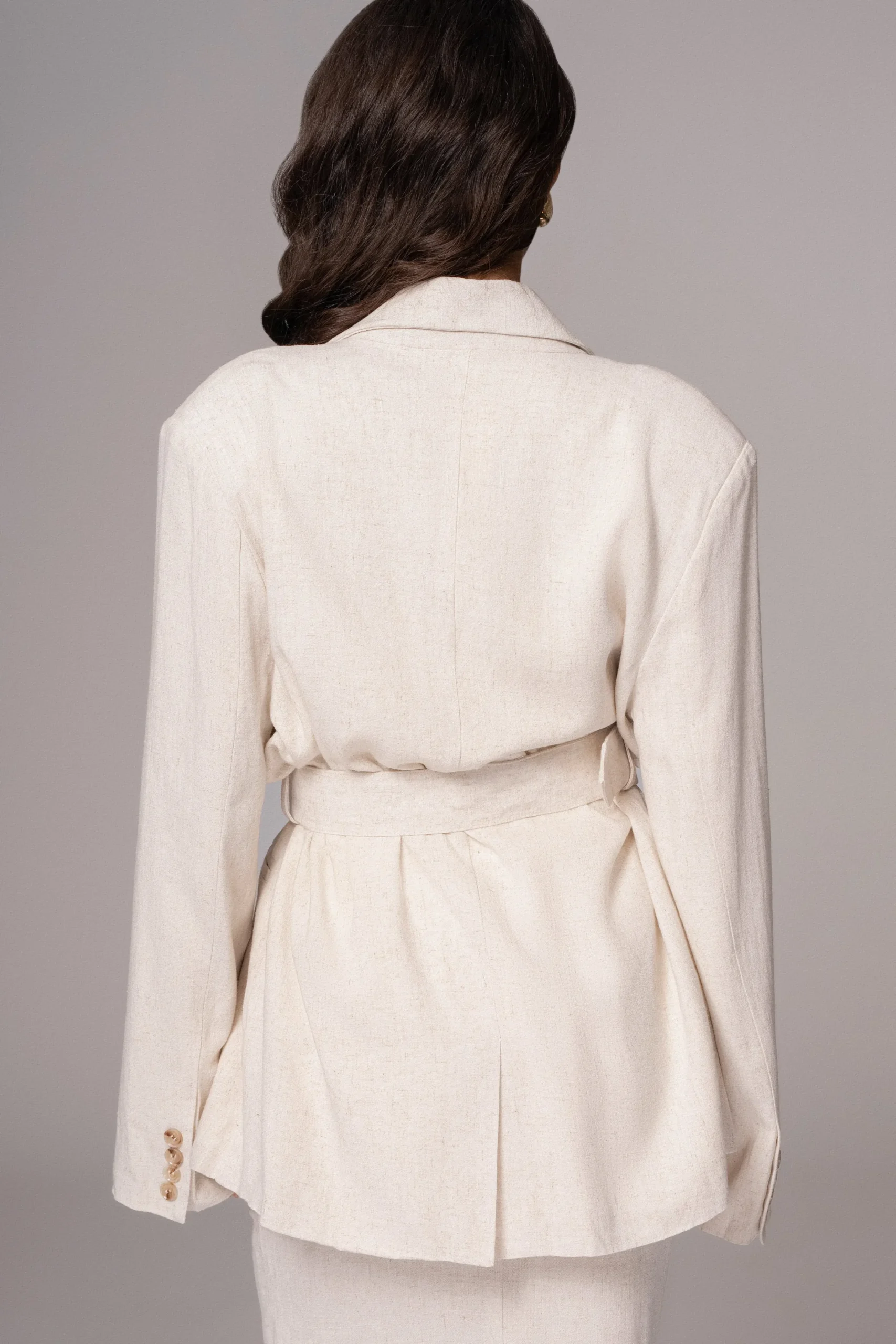 JLUXLABEL Natural Ocean Breeze Linen Blazer