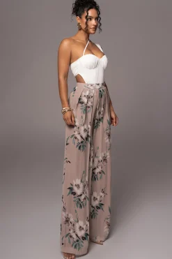 JLUXLABEL Natural Scenic One-Shoulder Linen Bodysuit